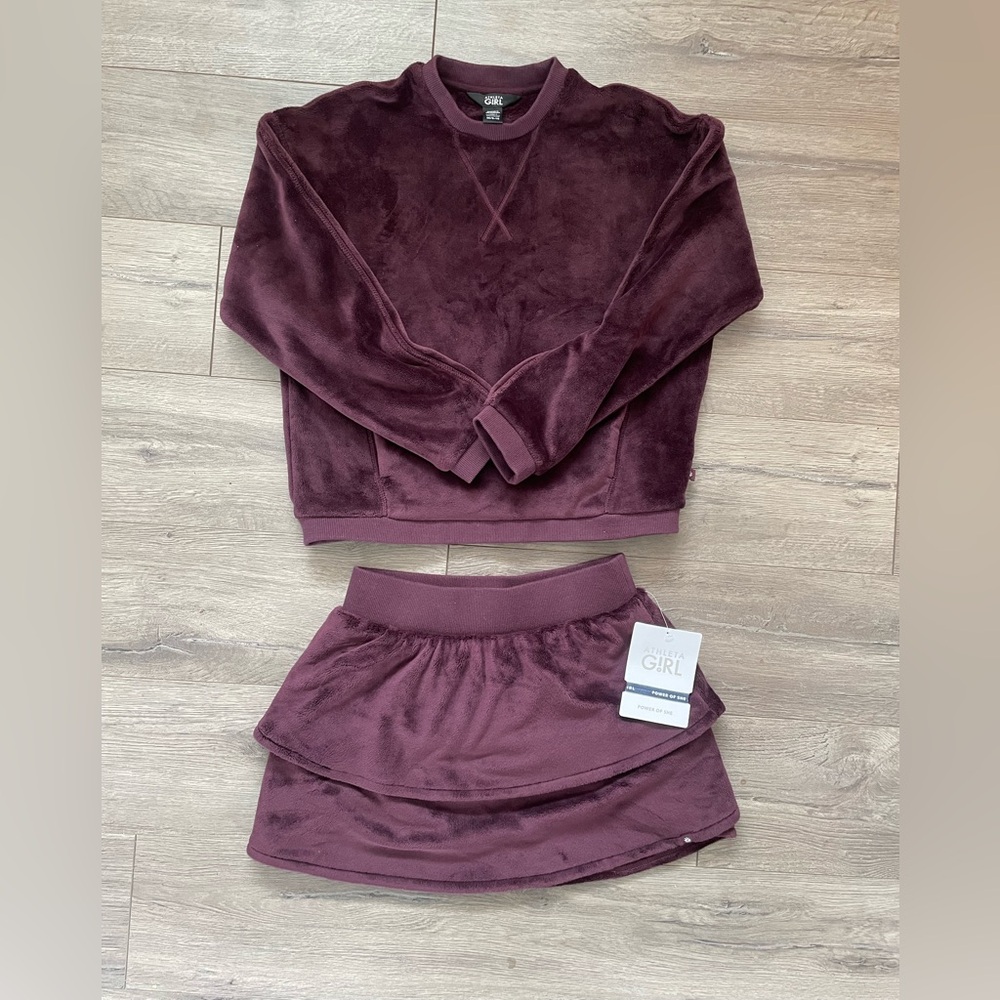Velour Skirt Set in Rich Burgundy